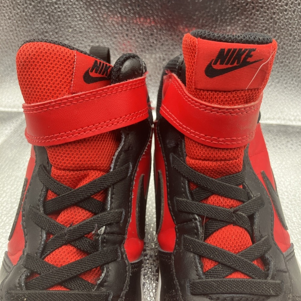 Nike CD7783-602 Boys High Top Red Black Sneakers Leather US Size 2 Y - Picture 2 of 13
